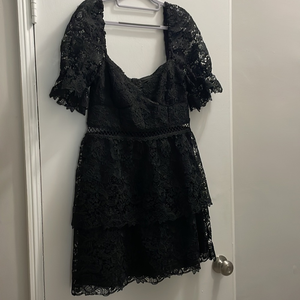 Bardot lace minidress in black